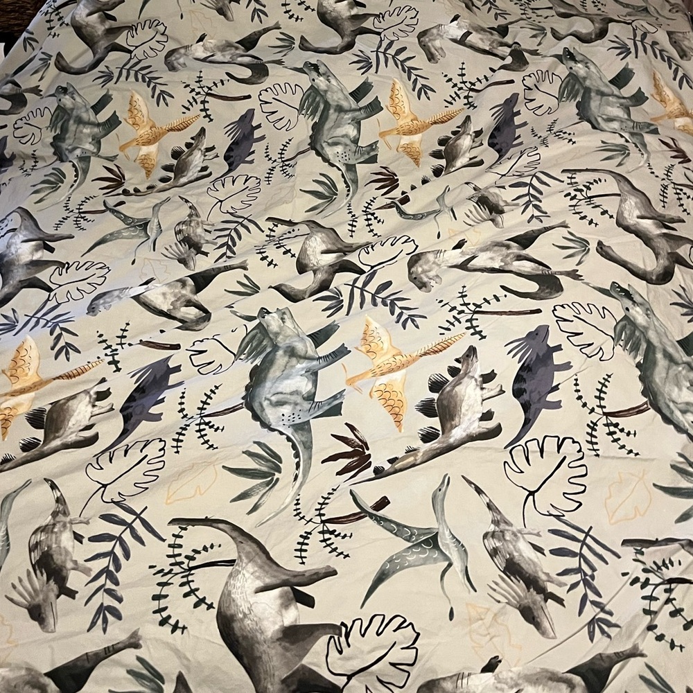Pottery Barn~Jurassic~Dinosaur Queen/Full Duvet w/2 Shams~100% Organic Cotton - Picture 11 of 16